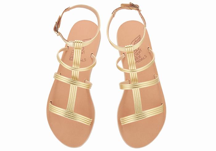 Ancient Greek Sandals Frigia Women Ankle Strap Sandals Gold | YAR1398DB