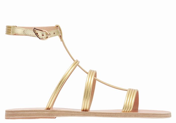 Ancient Greek Sandals Frigia Women Ankle Strap Sandals Gold | YAR1398DB