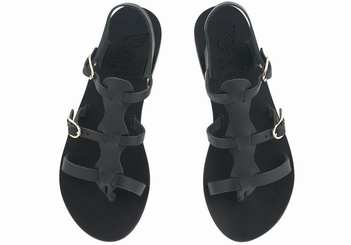 Ancient Greek Sandals Grace Kelly Leather Women Casual Sandals Black | XFP6176JI