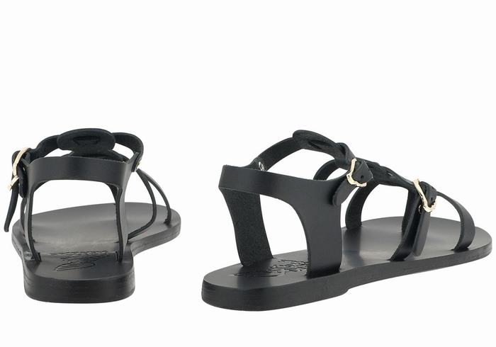 Ancient Greek Sandals Grace Kelly Leather Women Casual Sandals Black | XFP6176JI