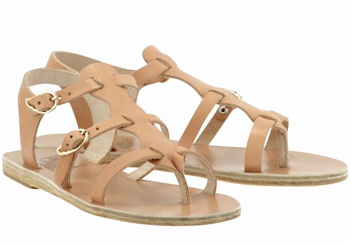 Ancient Greek Sandals Grace Kelly Leather Women Casual Sandals Beige | WDO1006JG