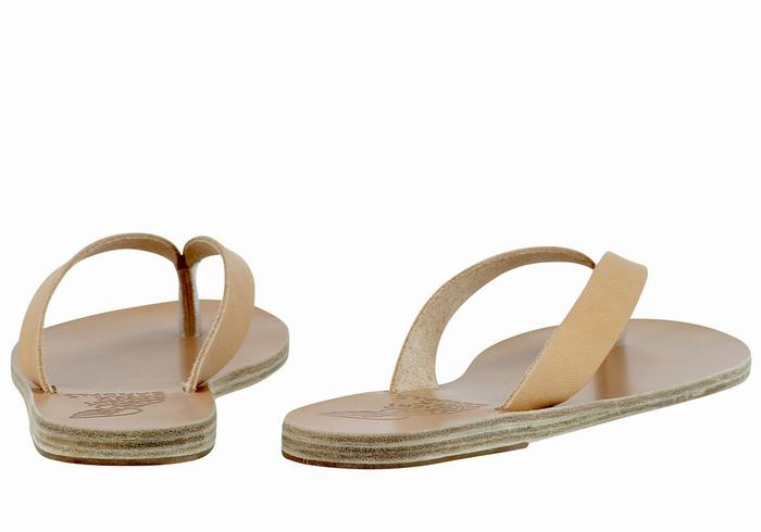 Ancient Greek Sandals Hera Leather Women Flip Flops Beige | BMO489PA