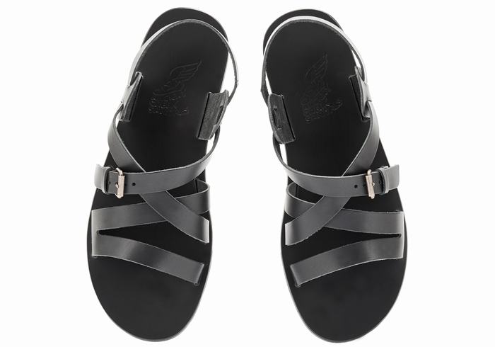 Ancient Greek Sandals Hercules Leather Men Casual Sandals Black | MZP3842VM