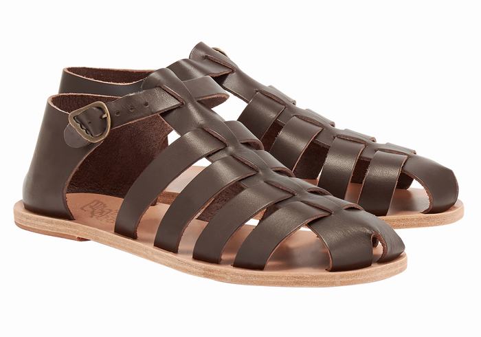 Ancient Greek Sandals Homer Men Fisherman Sandals Chocolate | XUS1130CK