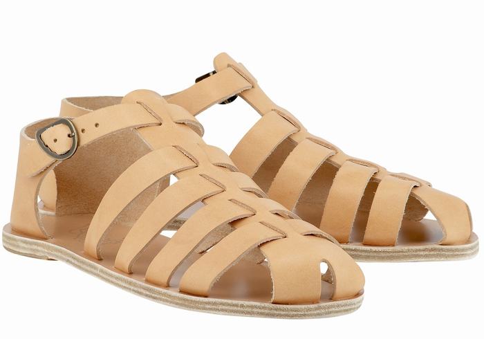 Ancient Greek Sandals Homer Men Fisherman Sandals Beige | VRE8564PO