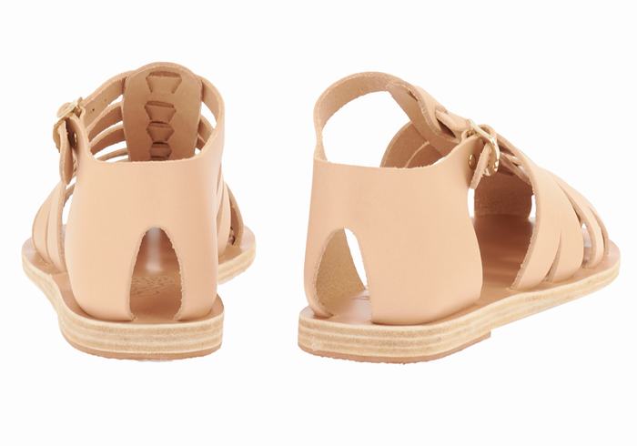 Ancient Greek Sandals Homeria Leather Women Fisherman Sandals Beige | WAM185VY