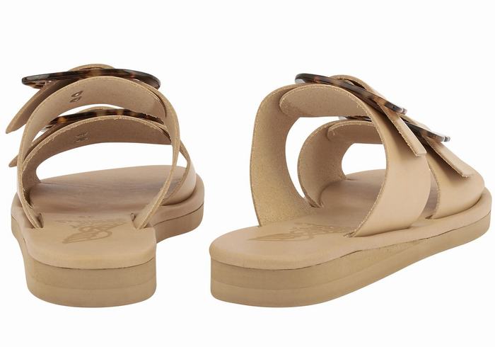 Ancient Greek Sandals Iaso Women Slide Sandals Beige | VCN2552DK