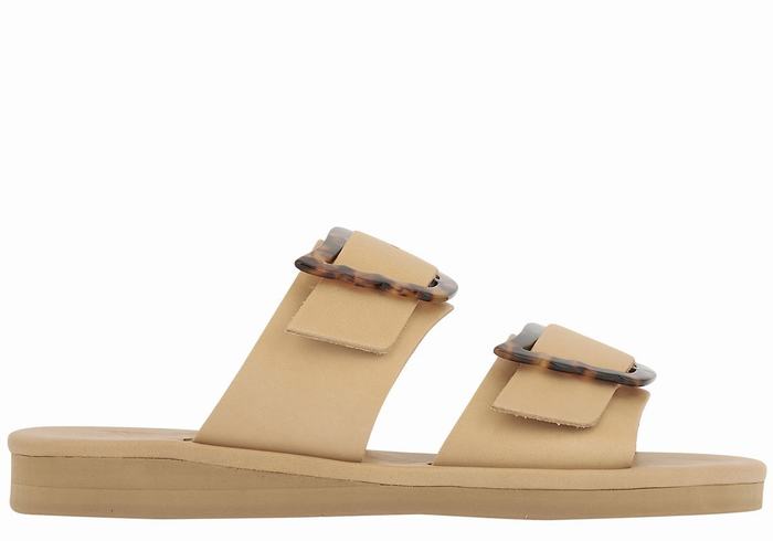 Ancient Greek Sandals Iaso Women Slide Sandals Beige | VCN2552DK