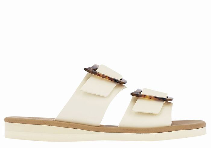 Ancient Greek Sandals Iaso Women Slide Sandals White | VFA2248BF