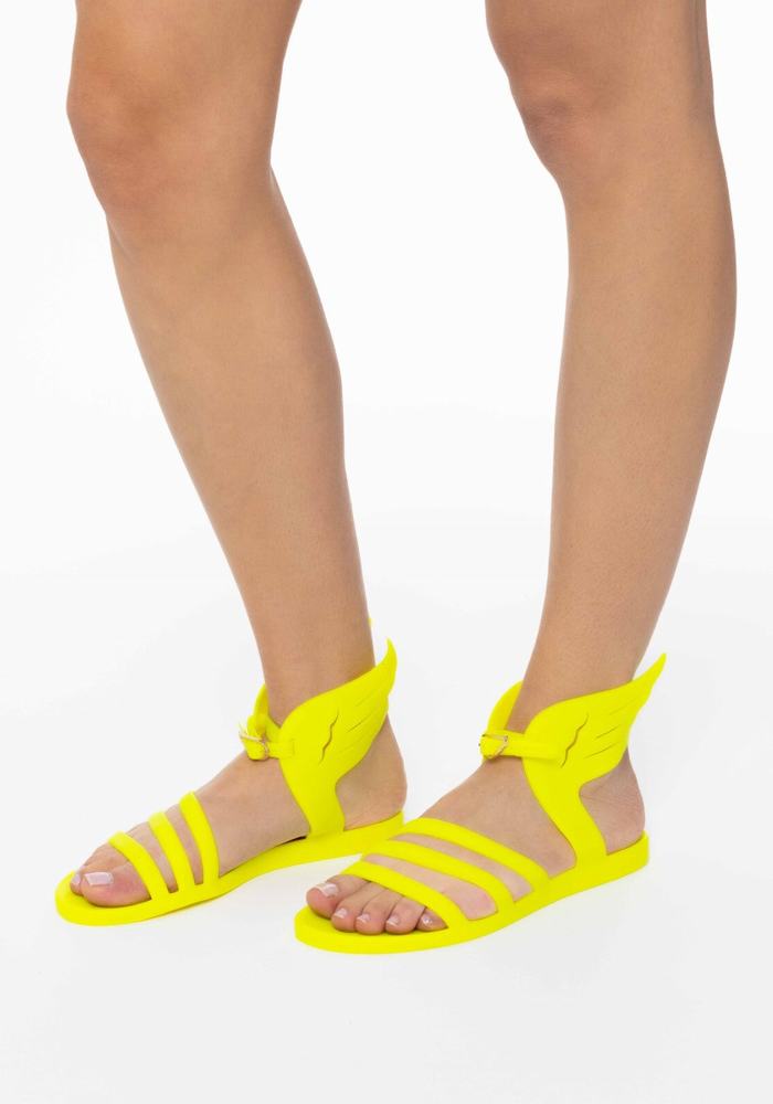 Ancient Greek Sandals Ikaria Women Ankle Strap Sandals Yellow | QWU968FR