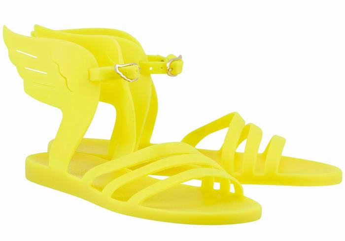 Ancient Greek Sandals Ikaria Women Ankle Strap Sandals Yellow | QWU968FR