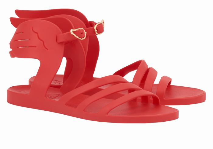 Ancient Greek Sandals Ikaria Women Ankle Strap Sandals Red | AFU8779QI