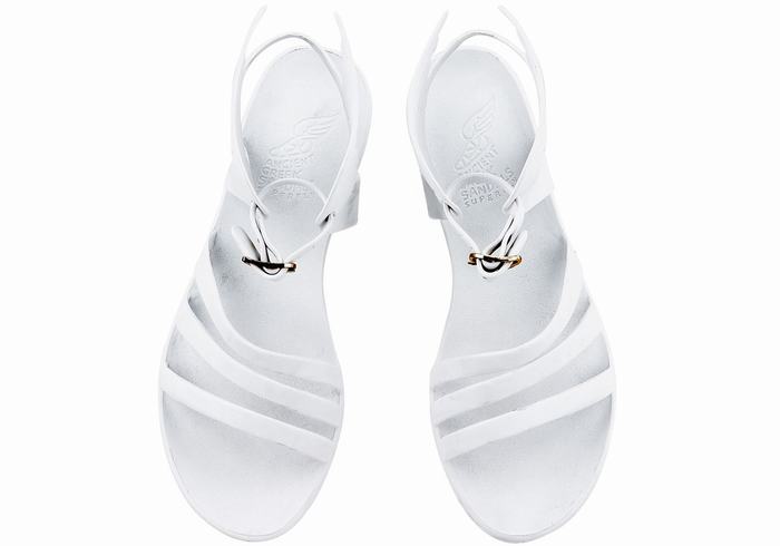 Ancient Greek Sandals Ikaria Women Ankle Strap Sandals White | TYD43FX