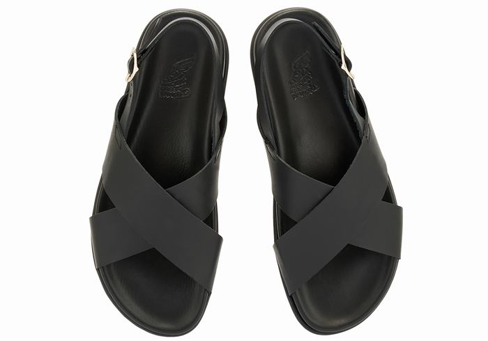 Ancient Greek Sandals Ikesia Women Casual Sandals Black | DWZ3470KB