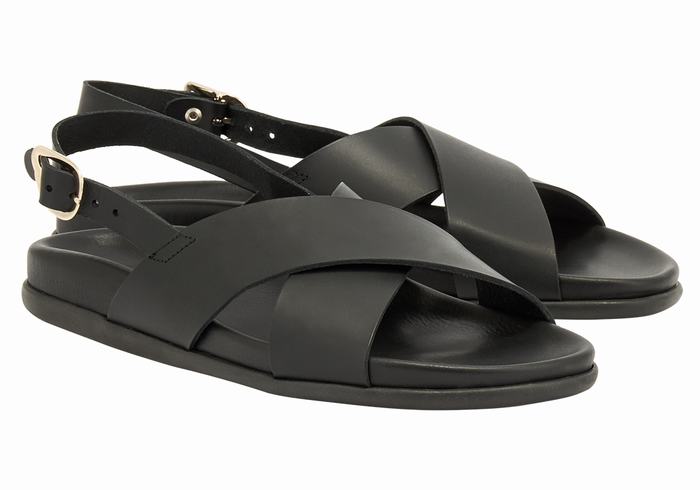 Ancient Greek Sandals Ikesia Women Casual Sandals Black | DWZ3470KB