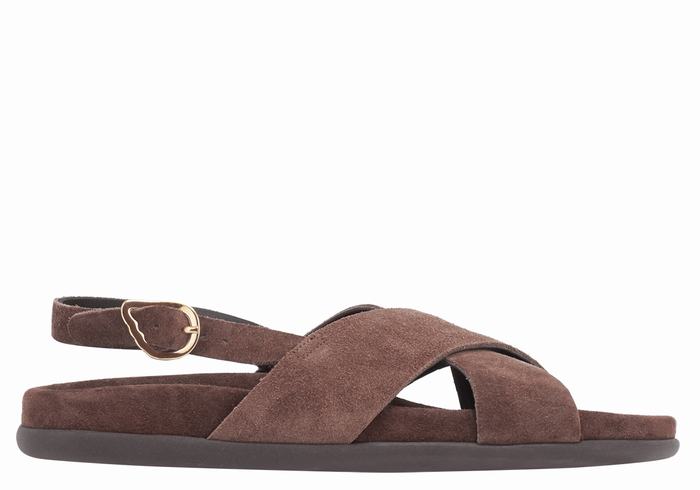 Ancient Greek Sandals Ikesia Women Casual Sandals Dark Brown | JEM2917TJ