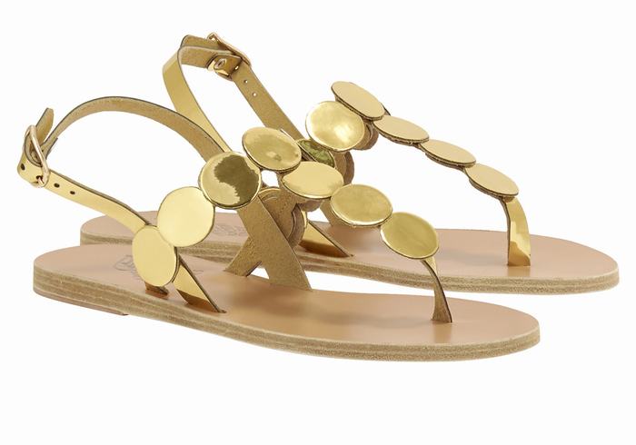 Ancient Greek Sandals Ilios Flip Flop Leather Women Back-Strap Sandals Gold | IJX156UN