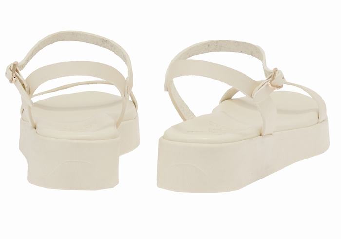 Ancient Greek Sandals Irida Leather Women Platform Sandals White | LJO3292XP