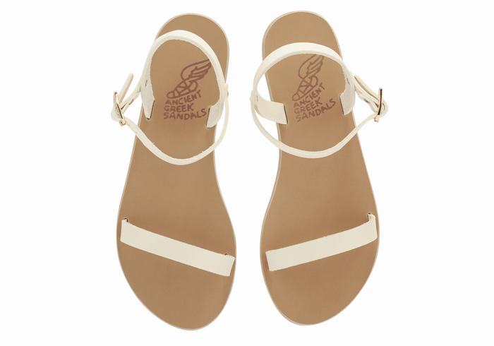 Ancient Greek Sandals Irida Leather Women Back-Strap Sandals White | XOU3079ZV