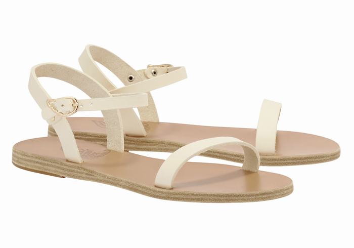 Ancient Greek Sandals Irida Leather Women Back-Strap Sandals White | XOU3079ZV