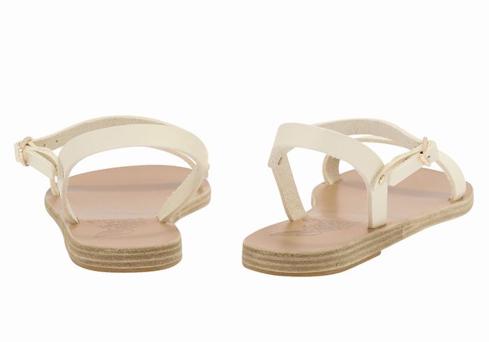 Ancient Greek Sandals Irida Leather Women Back-Strap Sandals White | XOU3079ZV