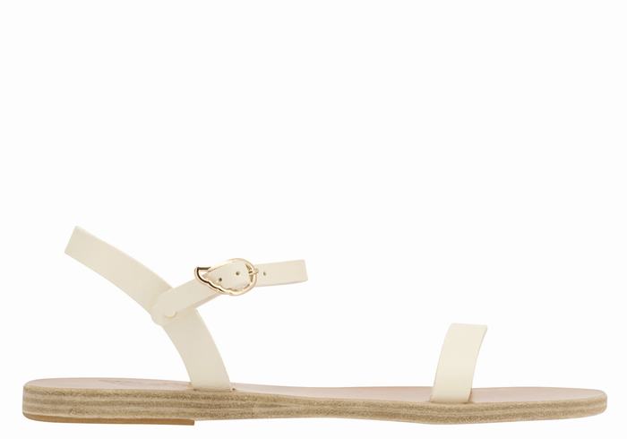 Ancient Greek Sandals Irida Leather Women Back-Strap Sandals White | XOU3079ZV