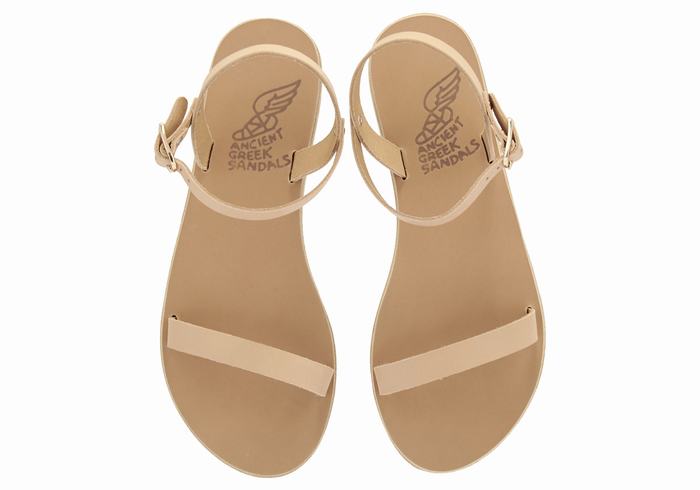 Ancient Greek Sandals Irida Leather Women Back-Strap Sandals Beige | EHM3727QE