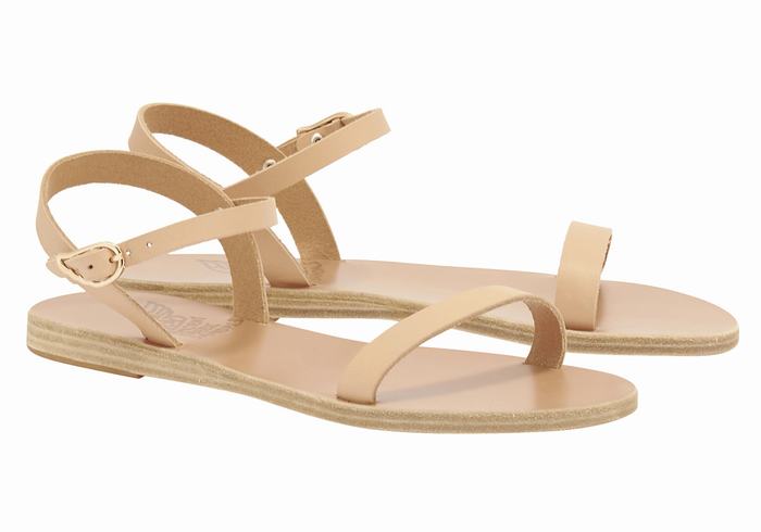 Ancient Greek Sandals Irida Leather Women Back-Strap Sandals Beige | EHM3727QE