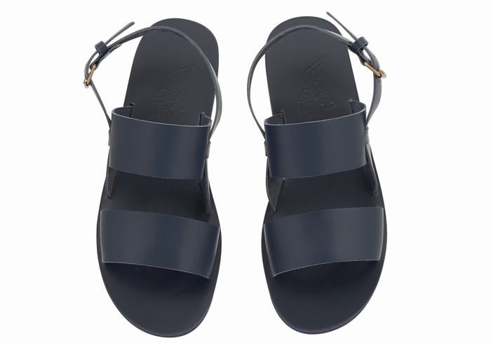 Ancient Greek Sandals Irodotos Leather Men Casual Sandals Dark Blue | PLR254UN