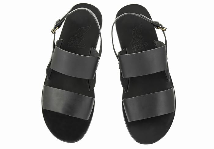 Ancient Greek Sandals Irodotos Leather Men Casual Sandals Black | LKI9819BH