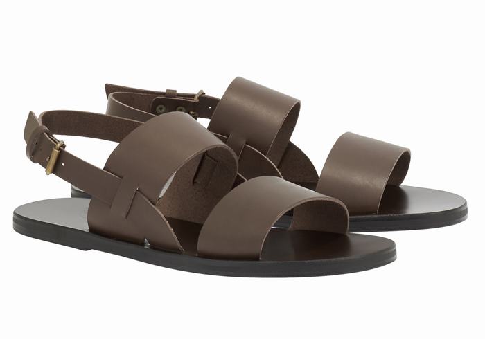 Ancient Greek Sandals Irodotos Leather Men Casual Sandals Chocolate | SWY3874IW