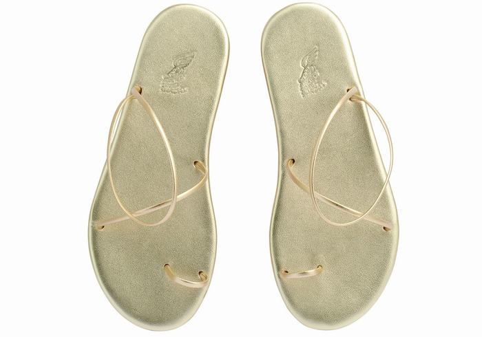 Ancient Greek Sandals Kansiz Women Toe-Post Sandals Gold White | VPE9832FY