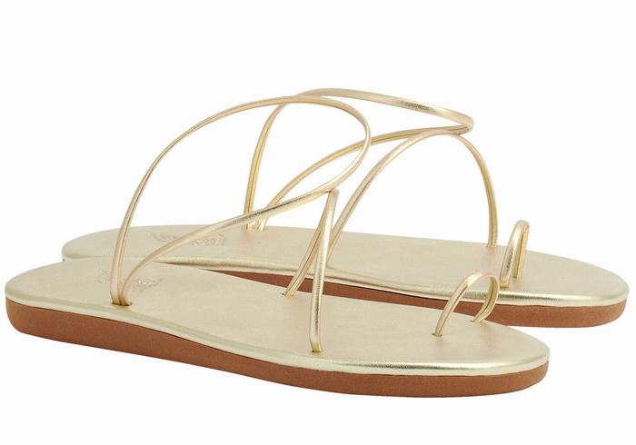 Ancient Greek Sandals Kansiz Women Toe-Post Sandals Gold White | VPE9832FY