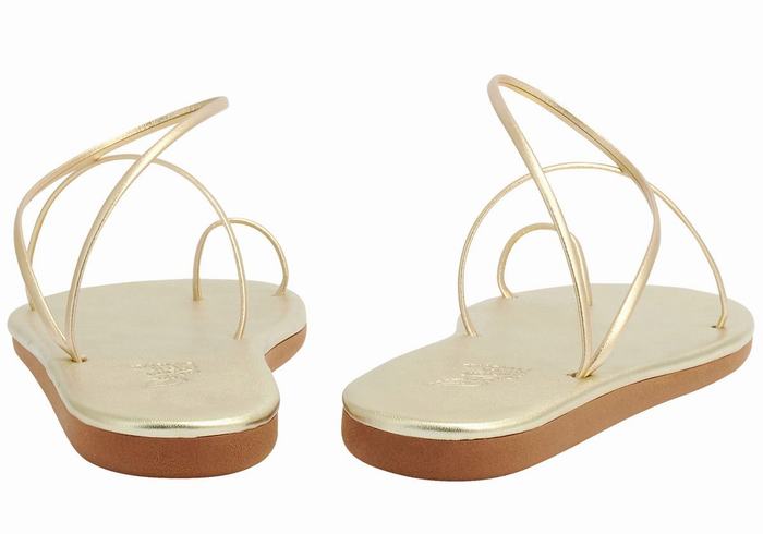 Ancient Greek Sandals Kansiz Women Toe-Post Sandals Gold White | VPE9832FY