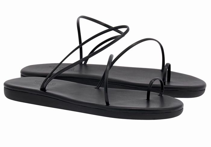 Ancient Greek Sandals Kansiz Women Toe-Post Sandals Black | NNF3588DW