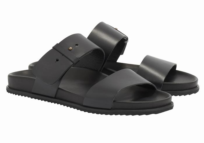 Ancient Greek Sandals Kimon Men Slide Sandals Black | LQG9157XD