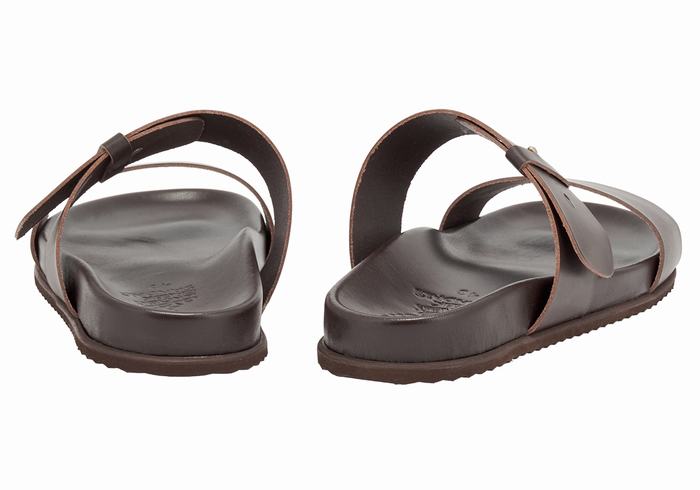 Ancient Greek Sandals Kimon Men Slide Sandals Chocolate | UHI5583TC