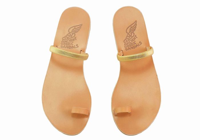 Ancient Greek Sandals Konaki Women Toe-Post Sandals Beige Gold | LXE5821DV