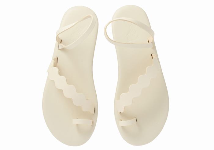 Ancient Greek Sandals Koralia Women Toe-Post Sandals White | UIO1055ET