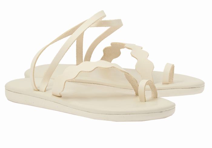 Ancient Greek Sandals Koralia Women Toe-Post Sandals White | UIO1055ET