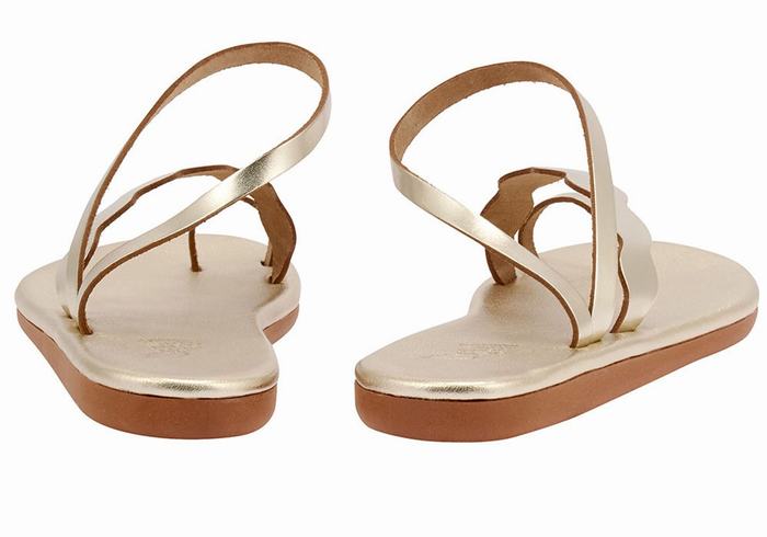 Ancient Greek Sandals Koralia Women Toe-Post Sandals Gold White | YAA6672ES