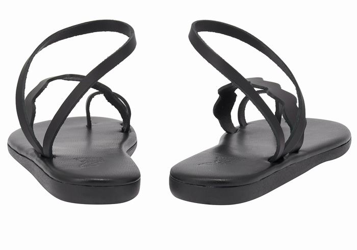 Ancient Greek Sandals Koralia Women Toe-Post Sandals Black | ILT4112RK