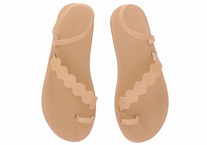 Ancient Greek Sandals Koralia Women Toe-Post Sandals Beige | IVY7491NN