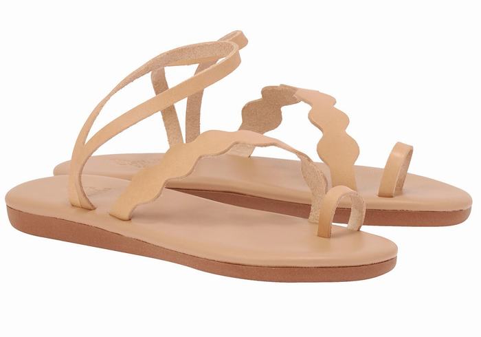 Ancient Greek Sandals Koralia Women Toe-Post Sandals Beige | IVY7491NN