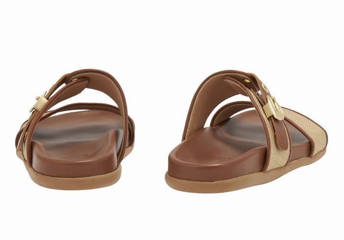 Ancient Greek Sandals Latria Women Slide Sandals Beige Brown | EIM2816ZQ