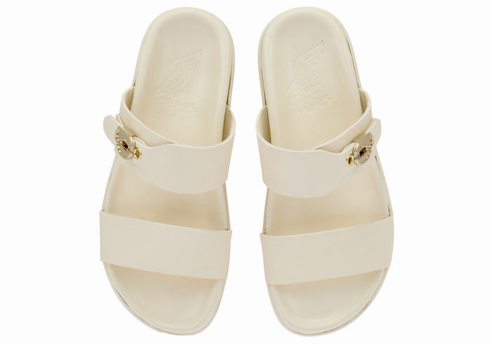 Ancient Greek Sandals Latria Women Slide Sandals White | LVN7721DC