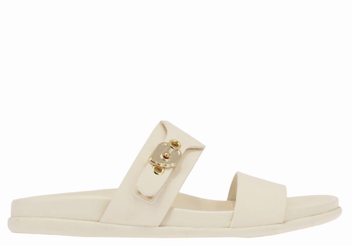 Ancient Greek Sandals Latria Women Slide Sandals White | LVN7721DC