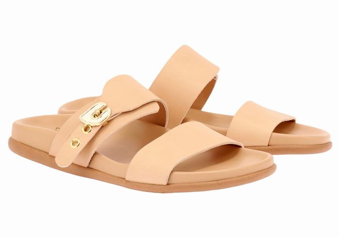 Ancient Greek Sandals Latria Women Slide Sandals Beige | XKB2461IV