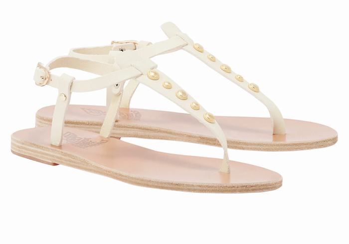 Ancient Greek Sandals Lito Bee Women Back-Strap Sandals White | JRR9267MQ