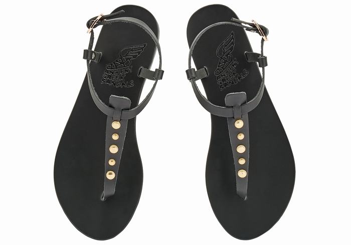 Ancient Greek Sandals Lito Bee Women Back-Strap Sandals Black | SOY489XW